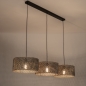 Foto 31537-3: Rotan hanglamp met drie grote bamboe kappen E27 zwart/naturel