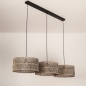 Foto 31537-8: Rotan hanglamp met drie grote bamboe kappen E27 zwart/naturel