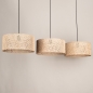 Foto 31538-10: Rotan hanglamp met drie grote bamboe kappen E27