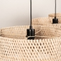 Foto 31538-14: Rotan hanglamp met drie grote bamboe kappen E27