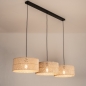 Foto 31538-2: Rotan hanglamp met drie grote bamboe kappen E27