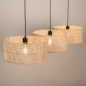 Foto 31538-6: Rotan hanglamp met drie grote bamboe kappen E27