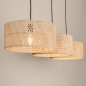 Foto 31538-7: Rotan hanglamp met drie grote bamboe kappen E27