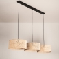 Foto 31538-8: Rotan hanglamp met drie grote bamboe kappen E27