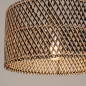 Foto 31539-10: Rotan hanglamp met ronde bamboe kap aan beige pendel E27