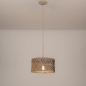 Foto 31539-2: Rotan hanglamp met ronde bamboe kap aan beige pendel E27