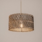 Foto 31539-4: Rotan hanglamp met ronde bamboe kap aan beige pendel E27