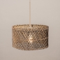Foto 31539-5: Rotan hanglamp met ronde bamboe kap aan beige pendel E27