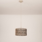 Foto 31539-7: Rotan hanglamp met ronde bamboe kap aan beige pendel E27