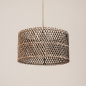 Foto 31539-8: Rotan hanglamp met ronde bamboe kap aan beige pendel E27
