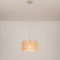 Foto 31540-2: Beige hanglamp met ronde rotan kap E27