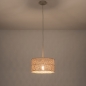 Foto 31540-3: Beige hanglamp met ronde rotan kap E27