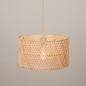 Foto 31540-5: Beige hanglamp met ronde rotan kap E27