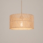 Foto 31540-6: Beige hanglamp met ronde rotan kap E27