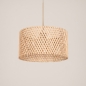 Foto 31540-8: Beige hanglamp met ronde rotan kap E27