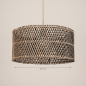 Foto 31541-1: Grote rotan hanglamp met ronde bamboe kap in zwart met naturel en beige pendel