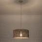 Foto 31541-3: Grote rotan hanglamp met ronde bamboe kap in zwart met naturel en beige pendel