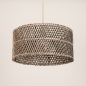 Foto 31541-8: Grote rotan hanglamp met ronde bamboe kap in zwart met naturel en beige pendel
