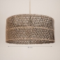 Foto 31543-1: Extra grote rotan hanglamp met beige pendel en ronde kap van gevlochten bamboe 