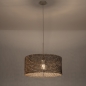 Foto 31543-3: Extra grote rotan hanglamp met beige pendel en ronde kap van gevlochten bamboe 
