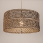 Foto 31543-4: Extra grote rotan hanglamp met beige pendel en ronde kap van gevlochten bamboe 