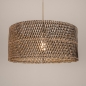Foto 31543-6: Extra grote rotan hanglamp met beige pendel en ronde kap van gevlochten bamboe 