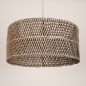 Foto 31543-8: Extra grote rotan hanglamp met beige pendel en ronde kap van gevlochten bamboe 