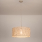 Foto 31544-2: Echt grote rotan hanglamp met beige pendel en ronde kap van gevlochten bamboe E27
