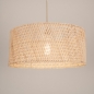 Foto 31544-6: Echt grote rotan hanglamp met beige pendel en ronde kap van gevlochten bamboe E27