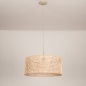 Foto 31544-7: Echt grote rotan hanglamp met beige pendel en ronde kap van gevlochten bamboe E27