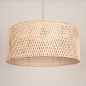 Foto 31544-8: Echt grote rotan hanglamp met beige pendel en ronde kap van gevlochten bamboe E27