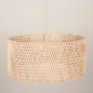 Foto 31544-9: Echt grote rotan hanglamp met beige pendel en ronde kap van gevlochten bamboe E27
