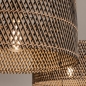 Foto 31545-12: Beige hanglamp met twee ronde rotan kappen in naturel met zwart