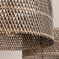 Foto 31545-13: Beige hanglamp met twee ronde rotan kappen in naturel met zwart