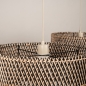 Foto 31545-14: Beige hanglamp met twee ronde rotan kappen in naturel met zwart