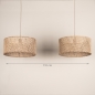 Foto 31546-1: Beige hanglamp met twee rotan kappen in naturel E27