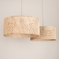 Foto 31546-10: Beige hanglamp met twee rotan kappen in naturel E27