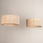 Foto 31546-11: Beige hanglamp met twee rotan kappen in naturel E27
