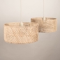 Foto 31546-12: Beige hanglamp met twee rotan kappen in naturel E27