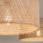 Foto 31546-13: Beige hanglamp met twee rotan kappen in naturel E27