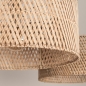 Foto 31546-14: Beige hanglamp met twee rotan kappen in naturel E27