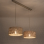 Foto 31546-3: Beige hanglamp met twee rotan kappen in naturel E27
