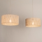 Foto 31546-4: Beige hanglamp met twee rotan kappen in naturel E27