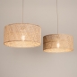 Foto 31546-5: Beige hanglamp met twee rotan kappen in naturel E27