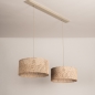 Foto 31546-9: Beige hanglamp met twee rotan kappen in naturel E27