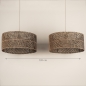 Foto 31547-1: Grote rotan hanglamp in beige met twee ronde kappen bamboe E27