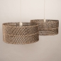 Foto 31547-12: Grote rotan hanglamp in beige met twee ronde kappen bamboe E27
