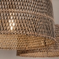 Foto 31547-13: Grote rotan hanglamp in beige met twee ronde kappen bamboe E27