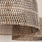 Foto 31547-14: Grote rotan hanglamp in beige met twee ronde kappen bamboe E27