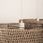 Foto 31547-15: Grote rotan hanglamp in beige met twee ronde kappen bamboe E27